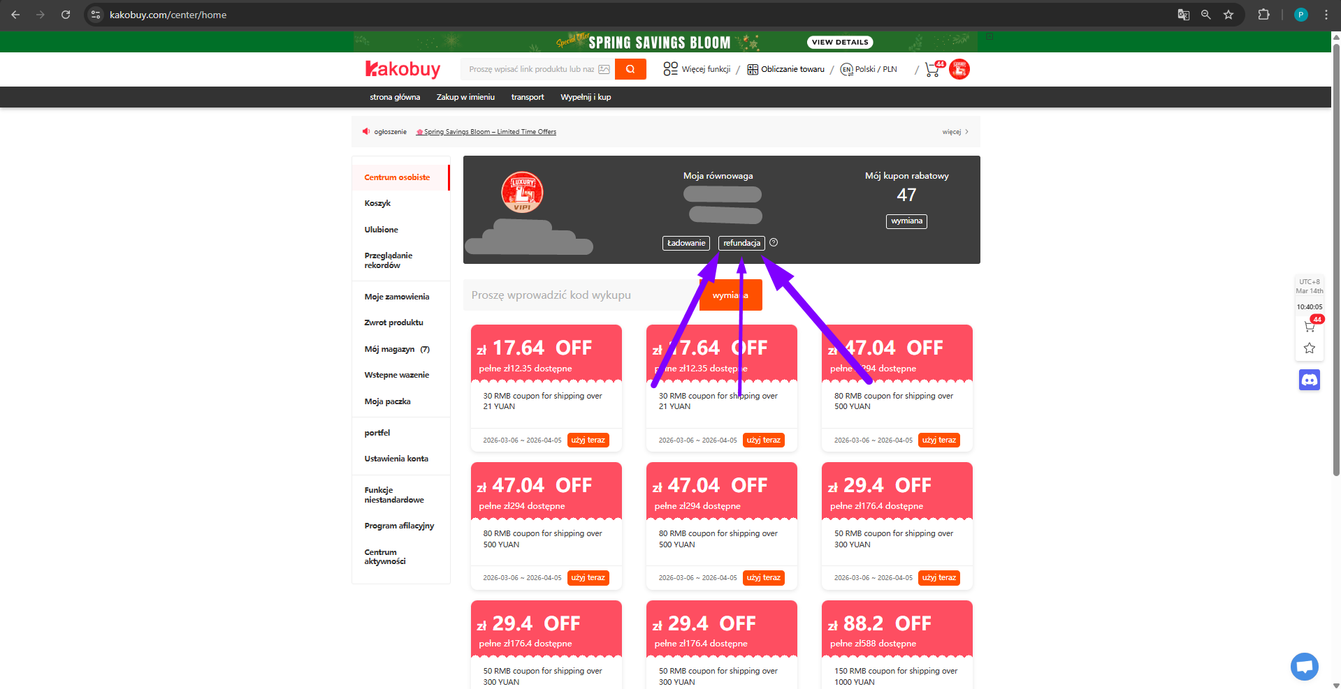 Withdrawal from Kakobuy